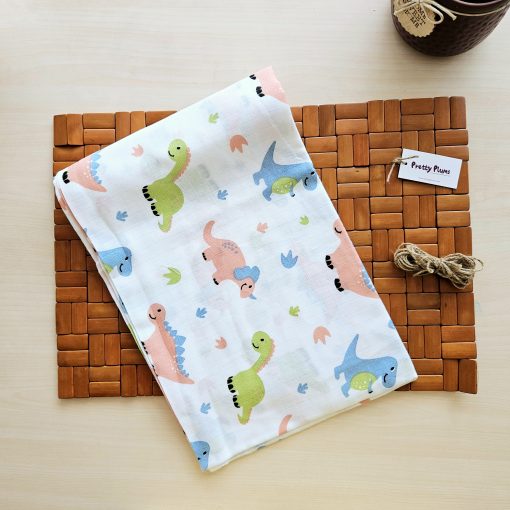 muslin cotton swaddle - 100*100cms - Color Dino