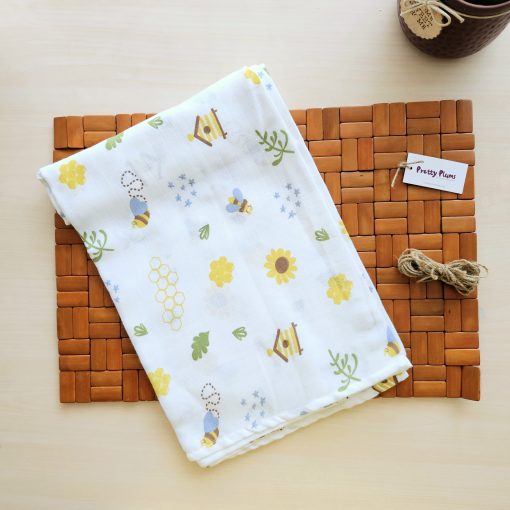 muslin cotton swaddle - 100*100cms - Honey Bee-MNSW