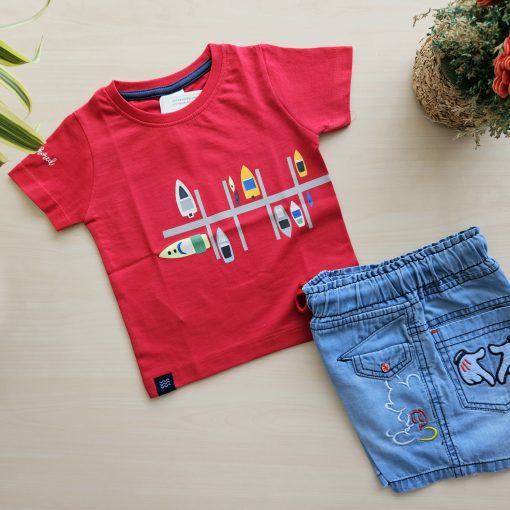 T-shirt and Shorts Set- Red