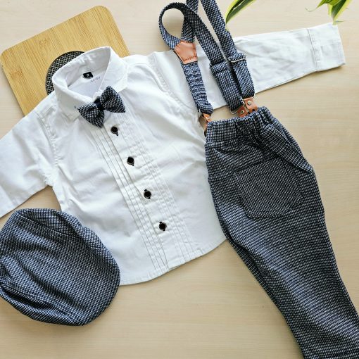 Full Sleeve shirt and Pants with Suspender/Dungaree-JOBO631-02-Navy