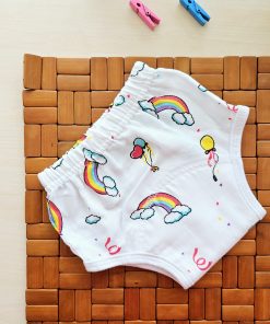 Padded underwear - Organic Cotton - White with Rainbow - PU1