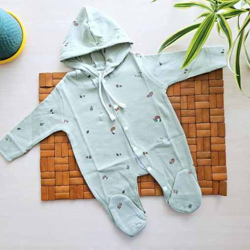 Hooded Sleeping Suit-NRHSS - Shy green with mushroom