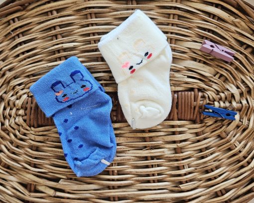 SOCKS SET of 2 - Blue & Cream