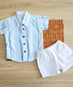 Shirt and Shorts -CB04-86 - Blue Strip & White