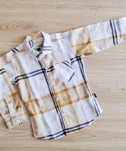 Shirt Full Sleeve -SP0778-1 - White with Yellow Stripes