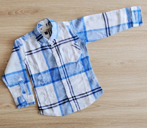 Shirt Full Sleeve -SP0778-2- White with Blue Stripes