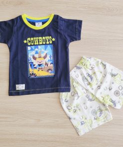 Tshirt and short -OL2622-1 -Blue & Fluorescent green