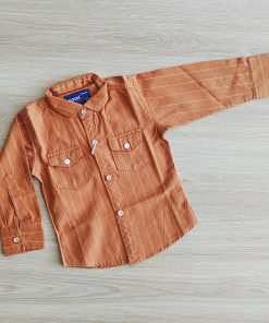 Shirt Full Sleeve -SP0784- Brown with White Line