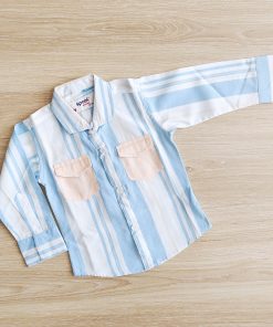 Shirt Full Sleeve -SP11823- Blue & Peach Strip