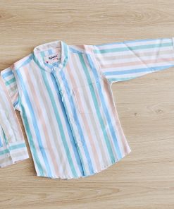 Shirt Full Sleeve -SP237033- White and Color full Small strip