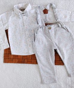 Full Sleeve shirt and Pants with Suspender/Dungaree - JO971-2 - BLUE