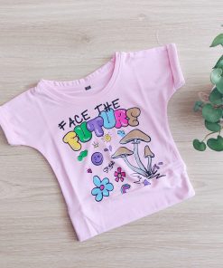 Girls Top -CLGT03-1-Pink-Face the future