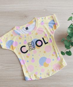 Girls Top -CLGT02-Yellow with pink polca dot-Cool