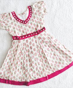 Girls Cotton Frock- LGFK26 - Magenta and Pink Floral