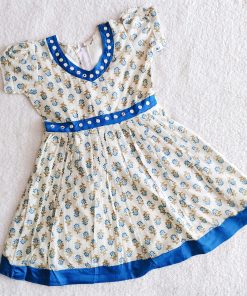 Girls Cotton Frock- LGFK26 - Royal Blue Floral
