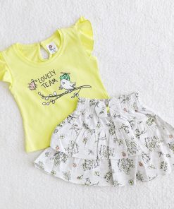 Girls Top and Shorts  - GREEN LOVELY TEAM