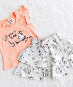 Girls Top and Shorts  - PEACH LOVELY TEAM