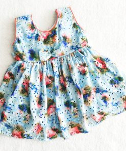 Girls cotton frock-CBFK-Blue with Multi color