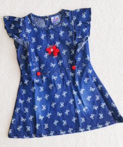 Girls Frock -SH-5170B -  Blue with White Butterfly