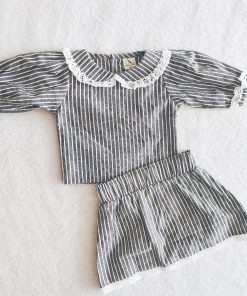 Cotton Top and Check Skirt- BLACK & WHITE STRIPE