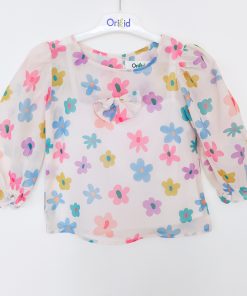 Girls Short Top - ORK1 - Cream floral