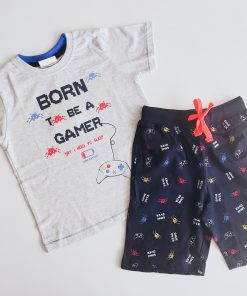 T-Shirt and Shorts Set - Ash and Blue - BTS