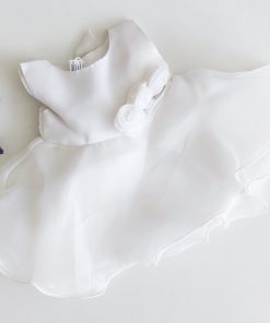 Girls Crinkled Frock-White with White