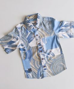 Shirt Half Sleeve -FAABI- Blue Leaf Print
