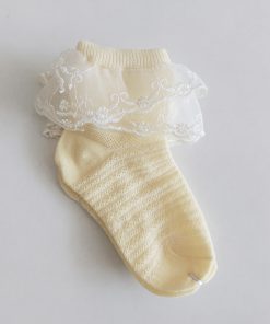 knitted soft socks - NRSOCKS6 - Yellow With Lace