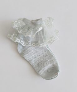 knitted soft socks - NRSOCKS6 - Green With Lace