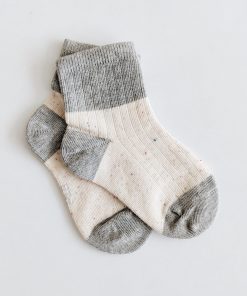 knitted soft socks - NRSOCKS4 - Gray and Cream