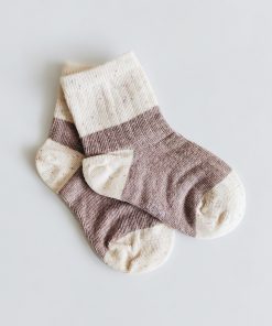 knitted soft socks - NRSOCKS4 - Cream and Coffee Brown