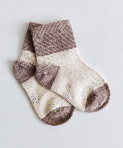 knitted soft socks - NRSOCKS4 - Coffee Brown and Cream