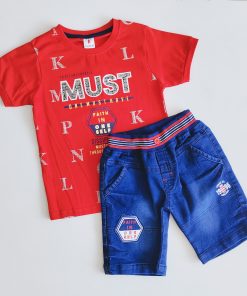 T-shirt and Shorts Set-T U19025- Red