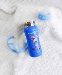 Alternative view of Baby Premium Steel Feeding Bottle - NRFB - Blue Giraffe