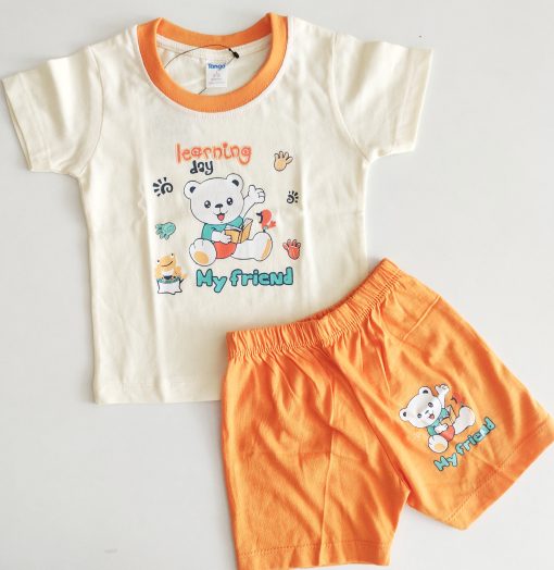 T-shirt and Shorts Set-T605-Learning Day - Orange