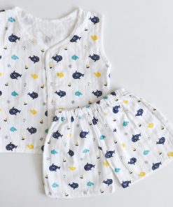 Jhabla Shorts set -Muslin cotton-PPJHS-Blue and Yellow Fish