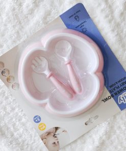 Baby Food Bowl Plate with Spoon & Fork Set - NRBP01- Pink
