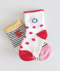 knitted soft socks - Set Of 2 - NRSOCKS9 - Black Stripe and White with Red Dot