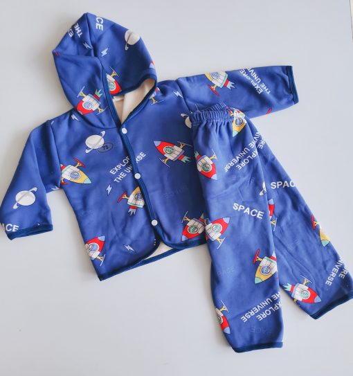 Winter Wear - Hooded Romper- PPWR03 -  Dark Blue Rocket