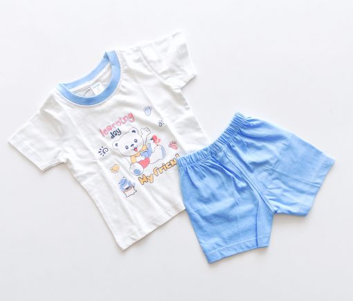 T-shirt and Shorts Set-T605-Learning Day-blue