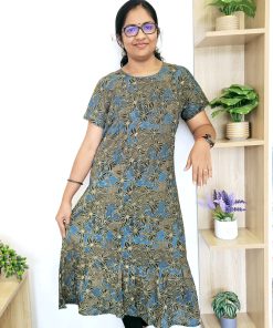 Maternity/ Feeding dress - PPMF01 - Blue leaf