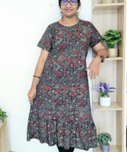 Maternity/ Feeding dress - PPMF01-Maroon leaf