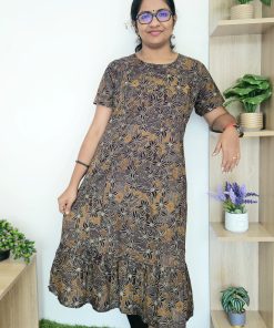 Maternity/ Feeding dress - PPMF01 - Brown leaf