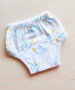 Padded underwear - Organic Cotton - White with Blue Bird - PU1