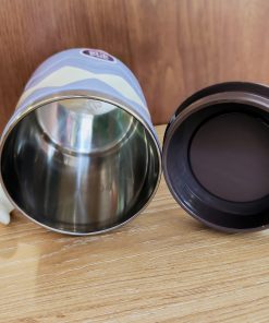 Alternative view of Insulated Mug with Lid - Blue With White Zigzag