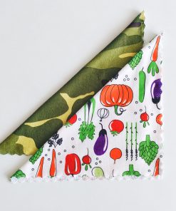 Polyester Mix Cotton face towel- NRFT2 -Set Of 2 - Vegies + Army Print