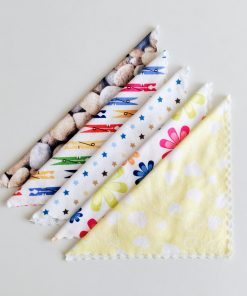 Polyester Mix Cotton face towel- NRFT5 -Set Of 5 - Yellow + Floral + Star + Clip + Stone