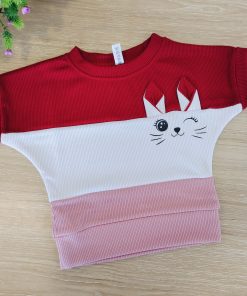 Girls Crop Top -MLCT2- Maroon, White, Cupid Pink