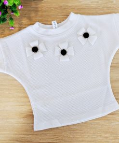 Girls Crop Top -MLCT2- White Flower